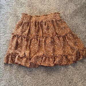 Newbury Kustom Rust Brown Floral Tiered Ruffle Skirt